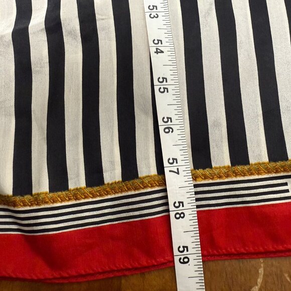 Echo Silk Rectangle Scarf Striped Black, White & Red Vintage - Picture 4 of 7